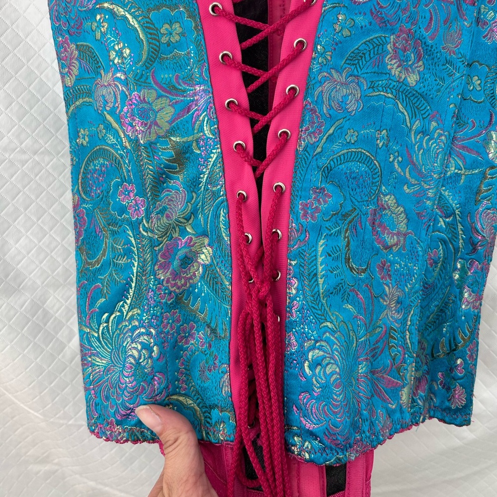 Vibrant Pink and Blue Floral corset - Picture 8 of 11